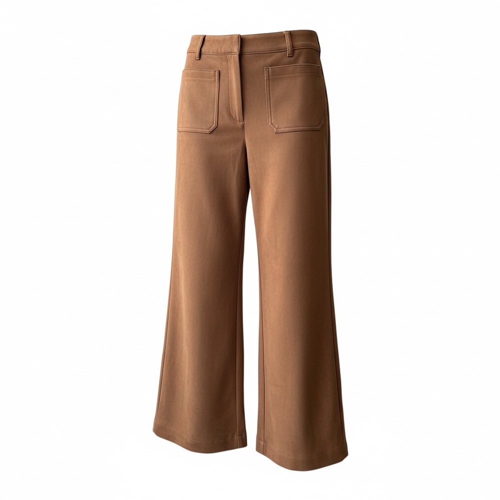 LOFT Faux Suede Wide Leg Crop Pants Women’s Size 12 Brown Pull On